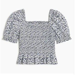 J Crew Smocked Peplum Floral Top